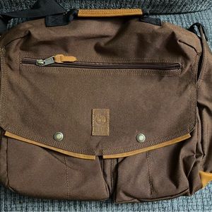 Timberland Messenger Bag with Genuine Suede Leathe Trim Brown